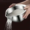 Stainless Steel Rice Washing Bowl – Multi-Purpose Kitchen Colander