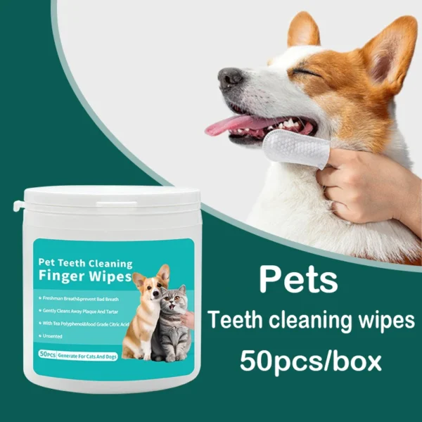 Pet Teeth Cleaning Finger Covers Wet Wipes Dog and Cat Oral Cleaning