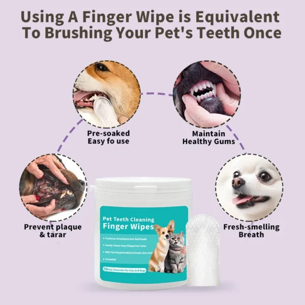 Pet Teeth Cleaning Finger Covers Wet Wipes Dog and Cat Oral Cleaning