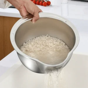 Stainless Steel Rice Washing Bowl – Multi-Purpose Kitchen Colander