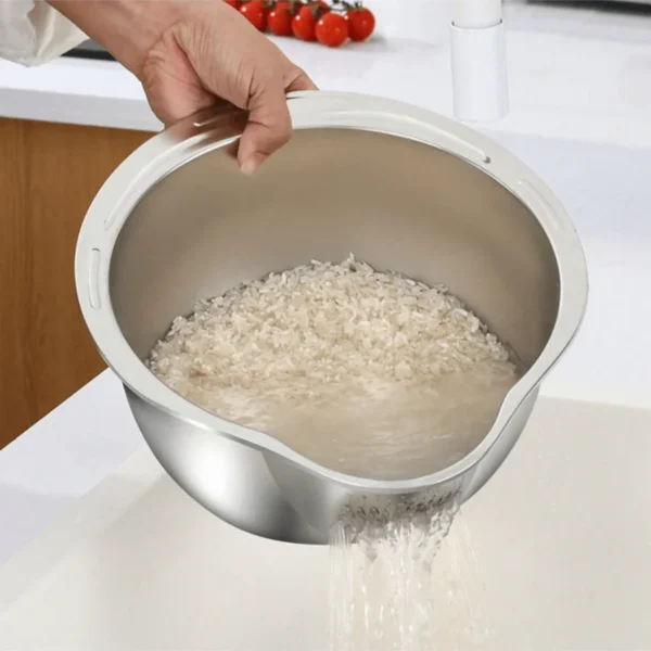 Stainless Steel Rice Washing Bowl – Multi-Purpose Kitchen Colander