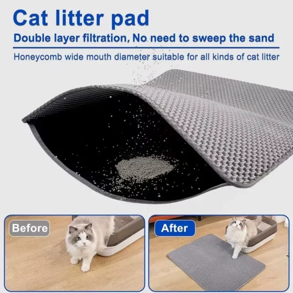 Large Cat Litter Mat – Easy Clean Double-Layer Litter Catcher